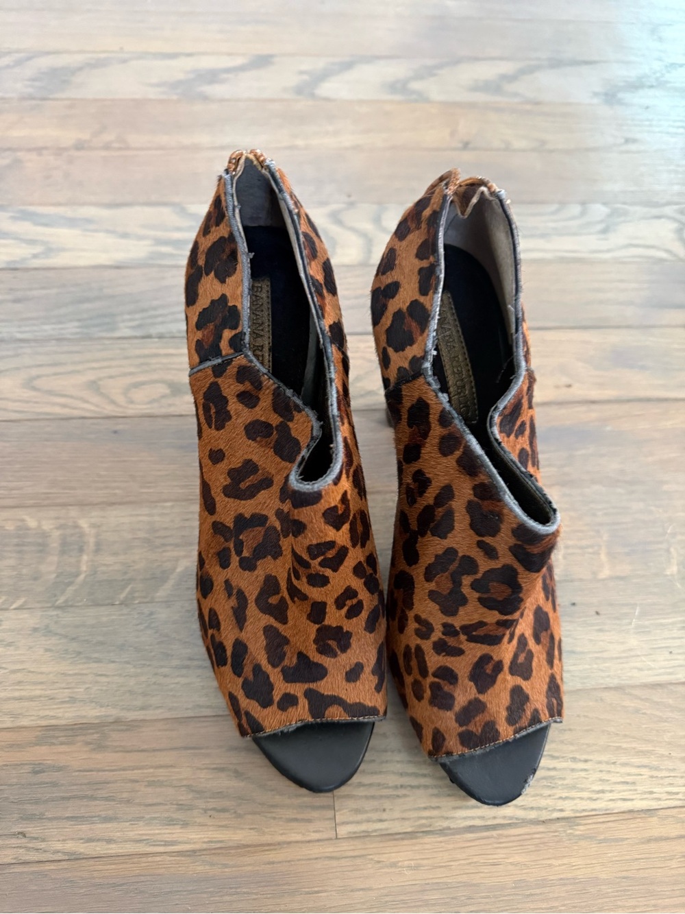 Banana Republic Leopard Print Peep-Toe Ankle Boots - Brown/Black